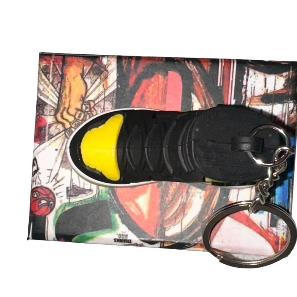 Air Jordan 1 High Top Nike Key Chain/ Bag Charm Black/Yelllow/White, Comes w/box